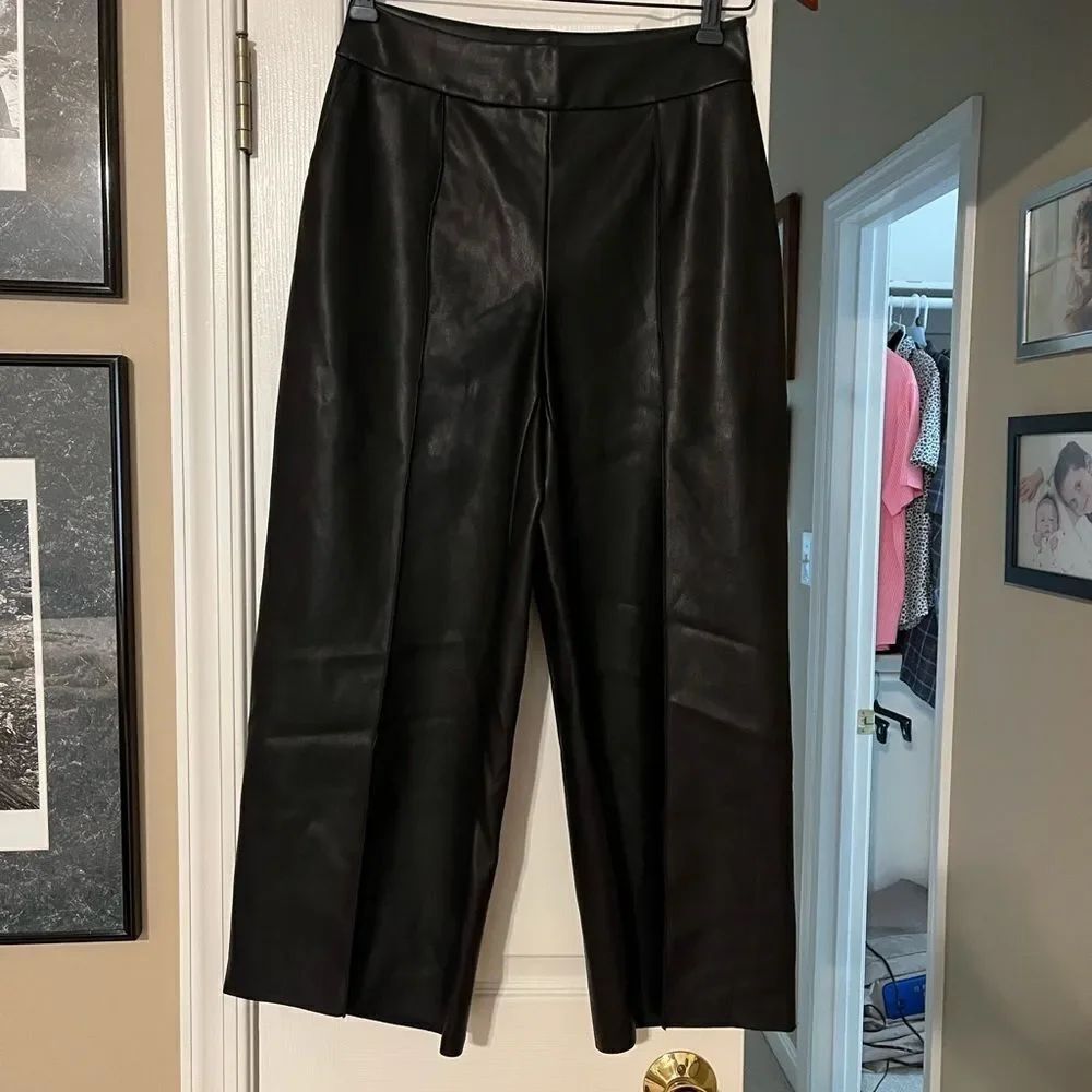 Jason Wu Black Vegan Leather Culotte Pants sz 0 EUC